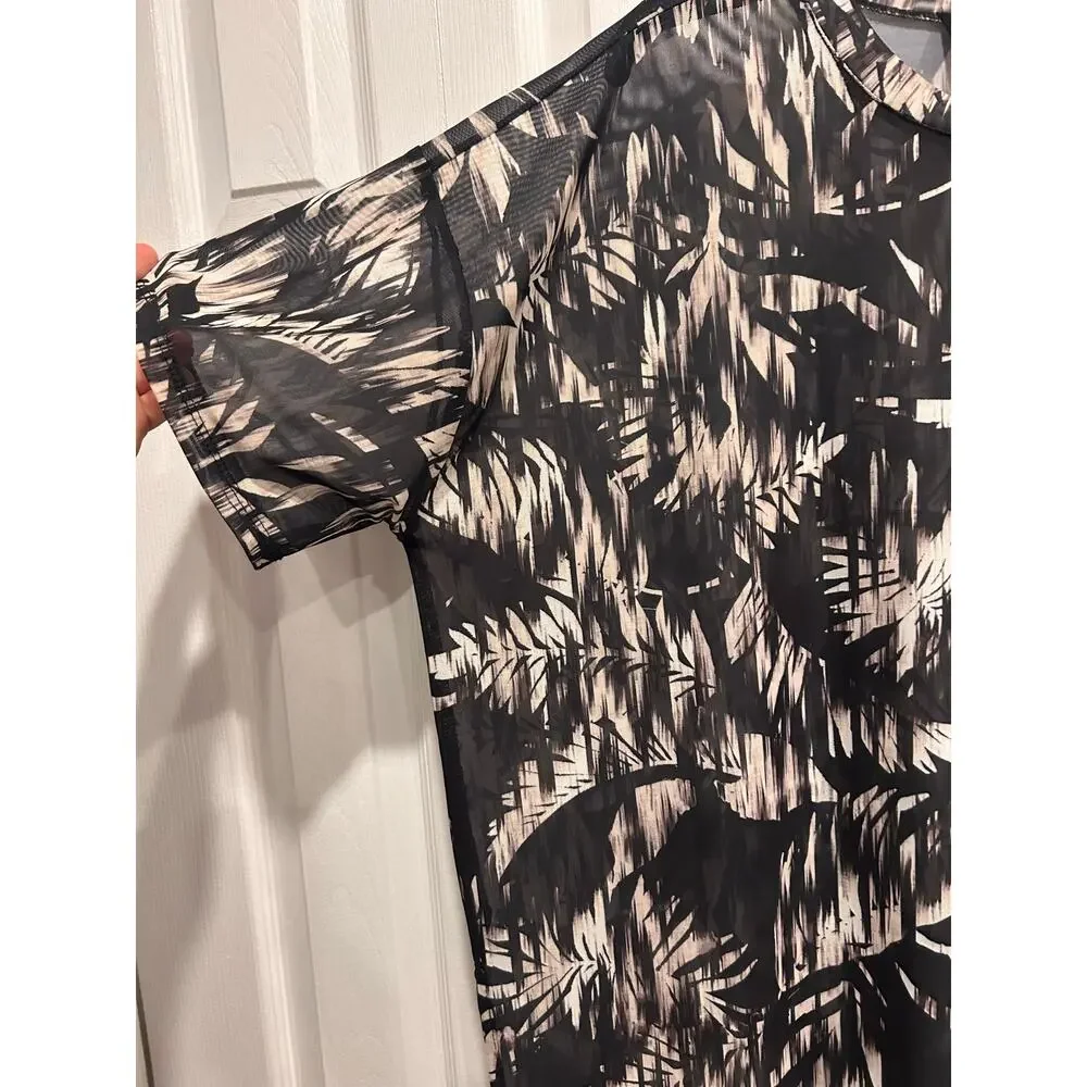 Nina Parker Sheer Mesh Palm Print Tunic Top/Dress Plus Size 2X - Picture 3 of 7